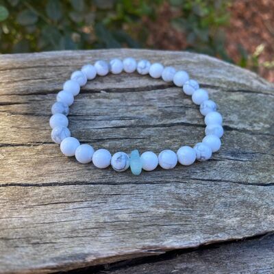 Bracciale elastico per litoterapia in Howlite e Avventurina