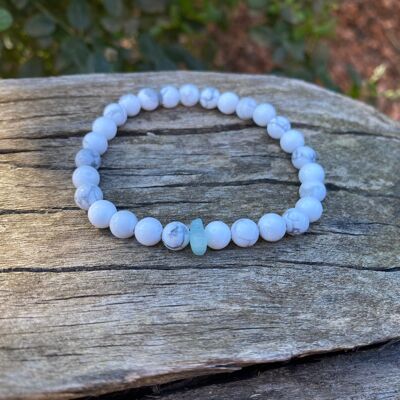 Elastic lithotherapy bracelet in Howlite and Aventurine