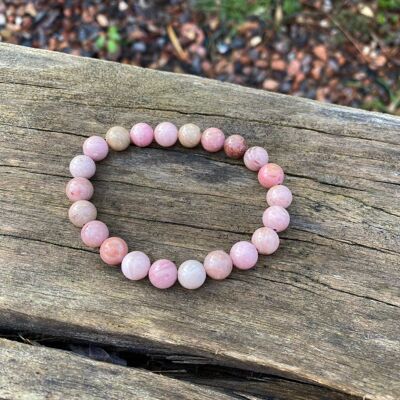 Lithotherapy elastic bracelet in natural Rhodochrosite - 6mm beads