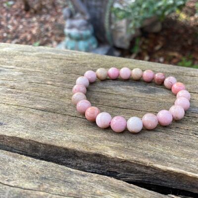Lithotherapy elastic bracelet in natural Rhodochrosite - 8mm beads
