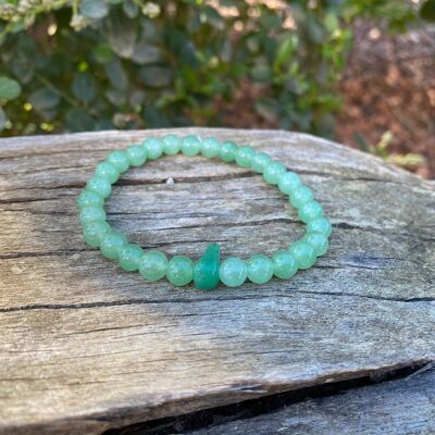 Lithotherapy elastic bracelet in Aventurine and a chip-shaped pearl