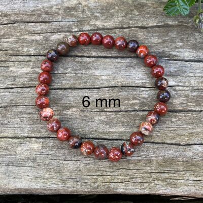 Elastic Bracelet Lithotherapy in Brecciated Jasper - 6mm Beads