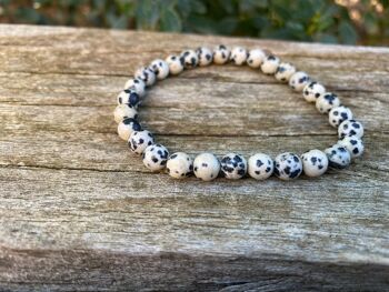 Bracelet élastique en Jaspe Dalmatien - Perles de 6mm 3