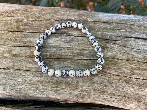 Bracelet élastique en Jaspe Dalmatien - Perles de 8mm