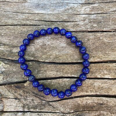 Lithotherapy elastic bracelet in natural Lapis Lazuli - 6mm beads