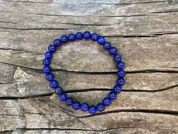 Bracelet élastique de Lithothérapie en Lapis Lazuli naturel - Perles de 6mm 1