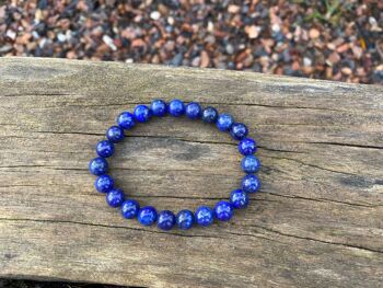 Bracelet élastique de Lithothérapie en Lapis Lazuli naturel - Perles de 6mm 2