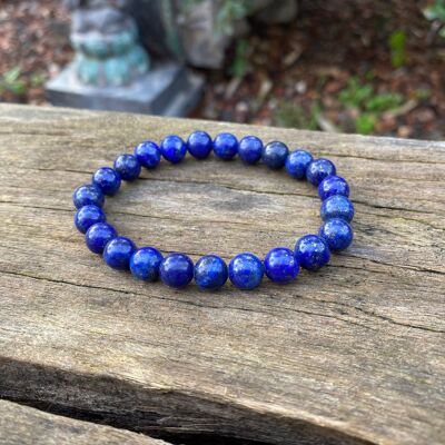 Lithotherapy elastic bracelet in natural Lapis Lazuli - 8mm beads