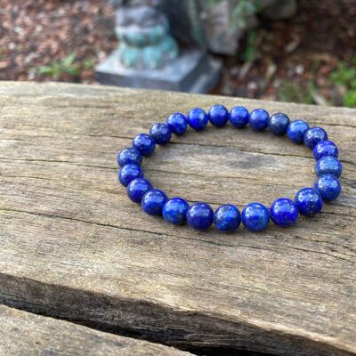 Lithotherapy elastic bracelet in natural Lapis Lazuli - 8mm beads