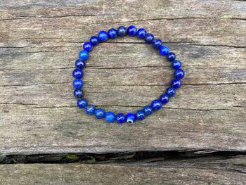 Bracelet élastique de Lithothérapie en Lapis Lazuli et Oeil Turc Nazar Boncuk - Perles de 6mm 2