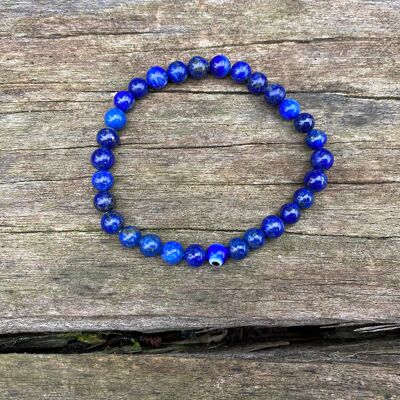 Elastisches Lithotherapie-Armband aus Lapislazuli und Türkischem Auge Nazar Boncuk - 8 mm Perlen