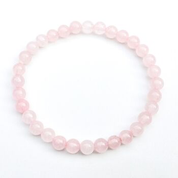 Bracelet élastique de Lithothérapie en Quartz Rose naturel - Perles de 6mm sans breloque 2