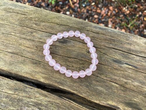 Bracelet élastique de Lithothérapie en Quartz Rose naturel - Perles de 6mm sans breloque