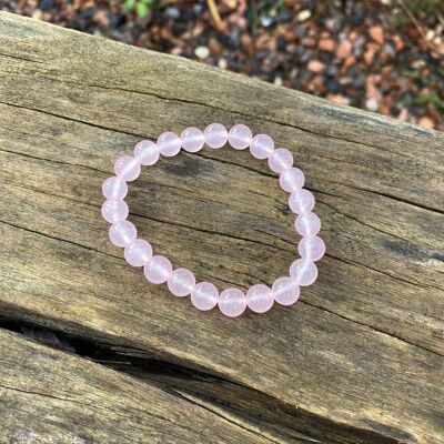 Natural Rose Quartz Lithotherapy elastic bracelet - 6mm beads without charm