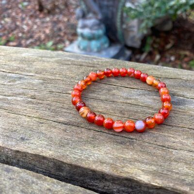 Lithotherapy elastic bracelet in natural Sardonyx - 6mm beads