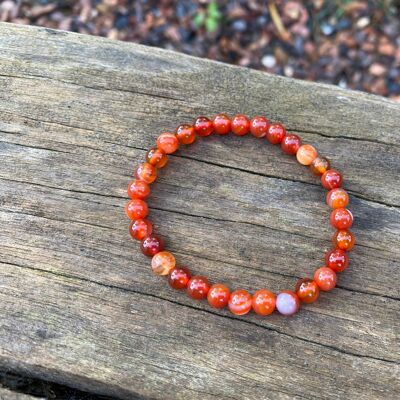Lithotherapy elastic bracelet in natural Sardonyx - 8mm beads