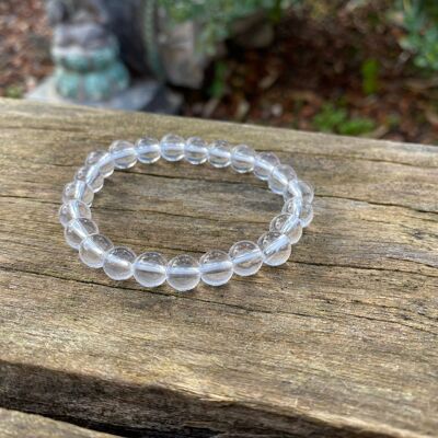 Natural Rock Crystal Lithotherapy Elastic Bracelet - 6mm Beads