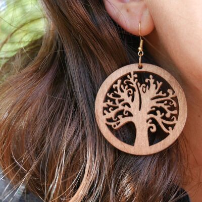 Wooden Tree of Life earrings
