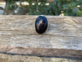 Bague réglable ovale en Onyx naturel 3