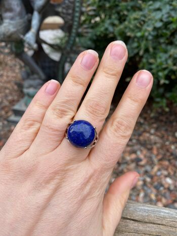 Bague réglable Pierre ronde en Lapis Lazuli naturel 1