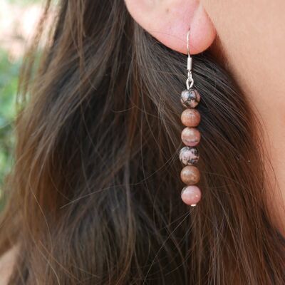 Natural Rhodonite dangling earrings
