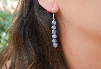 Boucles d'oreilles pendantes en Sodalite naturelle 1