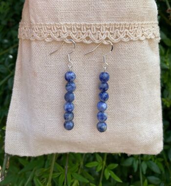 Boucles d'oreilles pendantes en Sodalite naturelle 2