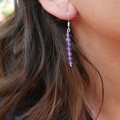 Boucles d'oreilles pendantes en Améthyste