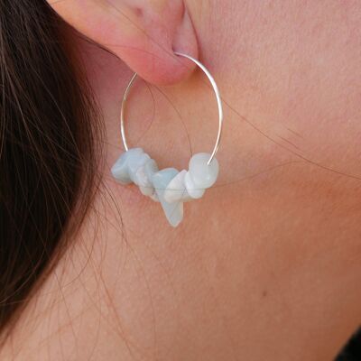 Natural Amazonite hoop earrings