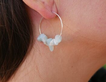 Boucles d'oreilles créoles en Amazonite naturelle 1