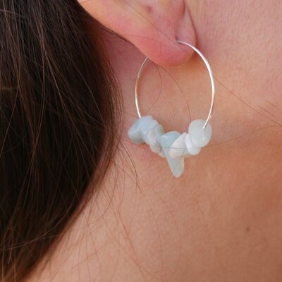 Natural Amazonite hoop earrings