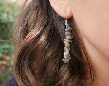 Boucles d'oreilles pendantes en labradorite naturelle 1