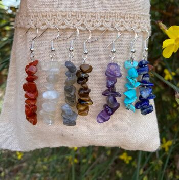 Boucles d'oreilles pendantes en labradorite naturelle 2