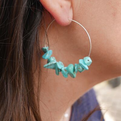 Boucles d'oreilles créoles en Howlite Turquoise