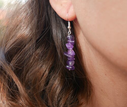 Boucles d'oreilles pendantes en Améthyste naturelle