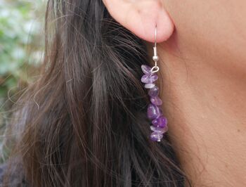 Boucles d'oreilles pendantes en Améthyste naturelle 3