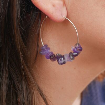 Natural Amethyst hoop earrings