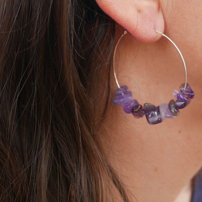 Natural Amethyst hoop earrings