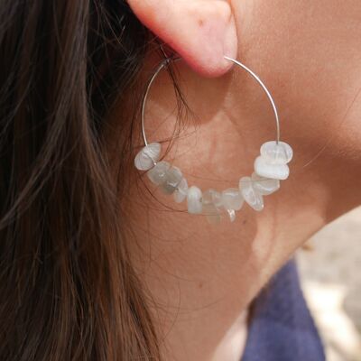 Natural moonstone hoop earrings