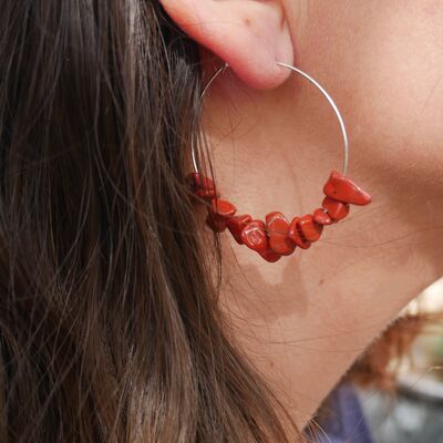 Natural Red Jasper Hoop Earrings