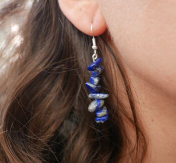 Boucles d'oreilles pendantes en Lapis Lazuli naturel 1