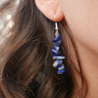 Boucles d'oreilles pendantes en Lapis Lazuli naturel