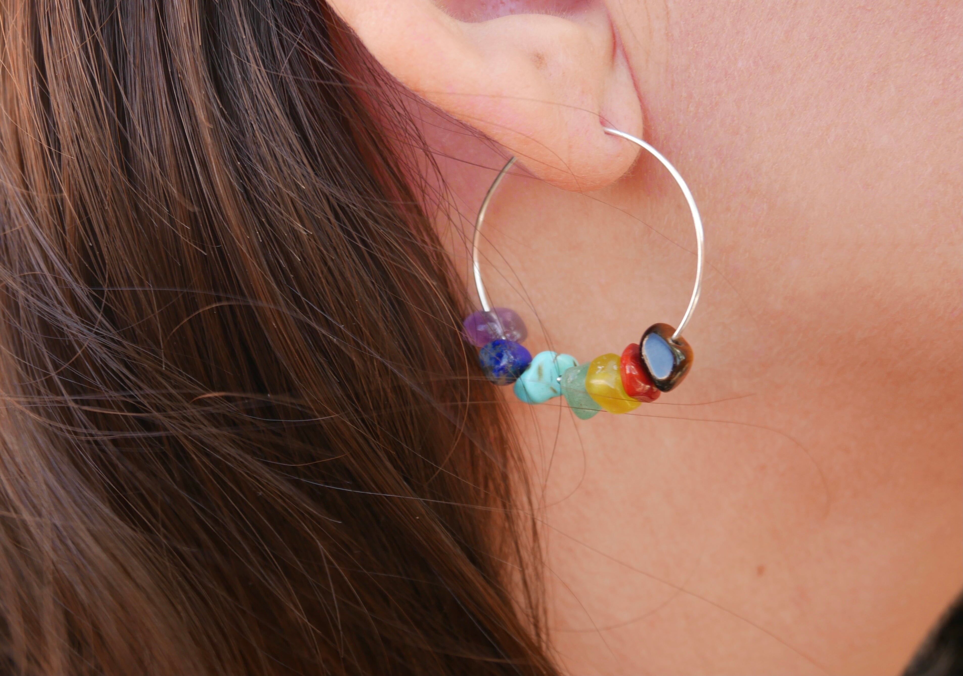 Orecchini a cerchio in pietra naturale 7 chakra