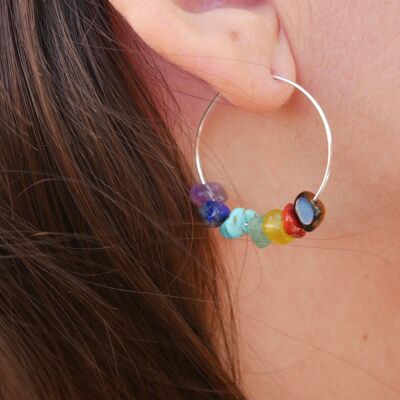 7 chakras natural stone hoop earrings