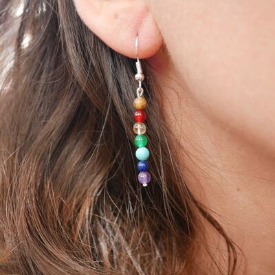 7 chakras earrings in natural stones