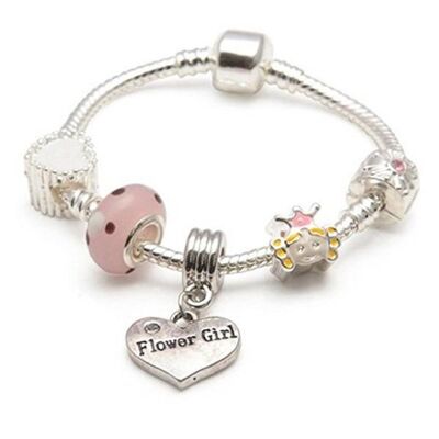 Bracelet à breloques plaqué argent fille de fleur 'Little Princess' pour enfant 17cm