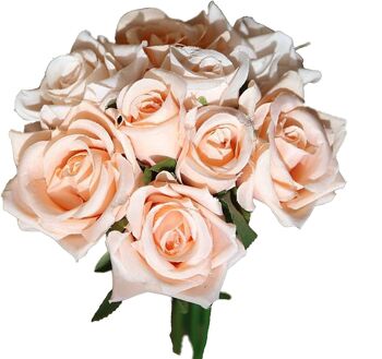 Bouquet de fleurs artificielles à 9 têtes de rose en soie 1