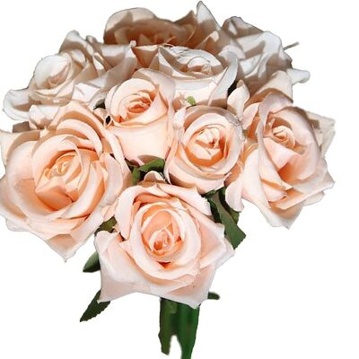 Bouquet de fleurs artificielles à 9 têtes de rose en soie