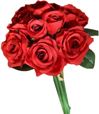 Bouquet de fleurs artificielles à 9 têtes de rose en soie 2