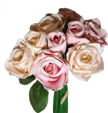 Bouquet de fleurs artificielles à 9 têtes de rose en soie 3